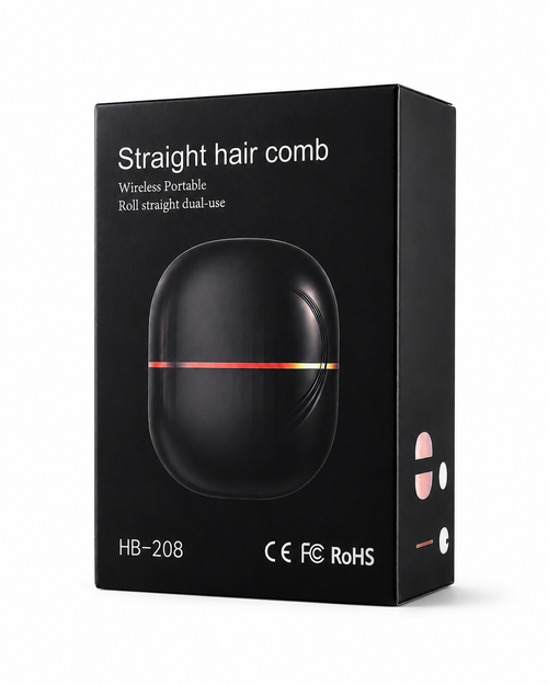 GlowComb Pro™ Full Pack — Cordless Hair Straightening Comb on White Background